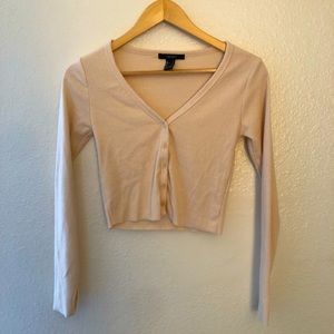 Long sleeve cream crop top